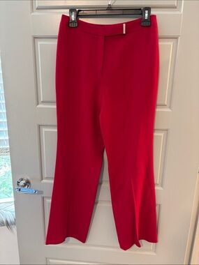 Loft High-Rise Wide-Leg Pants in Red